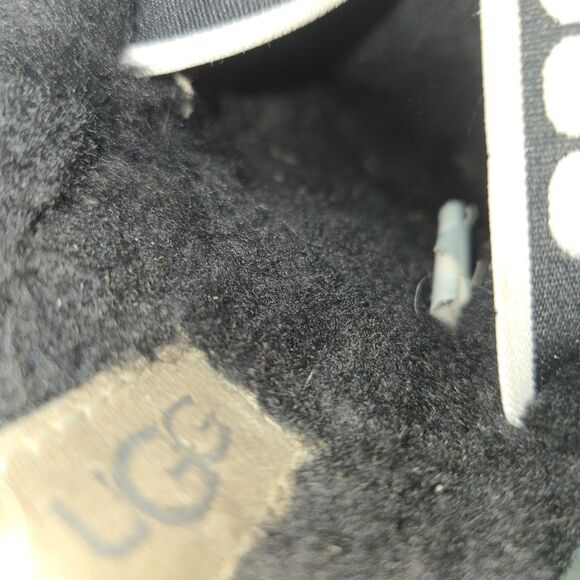 UGG Australia Fluff Yeah Womens Sz 8 Black Sheepskin Elastic Comfy Winter Slides - Picture 7 of 10